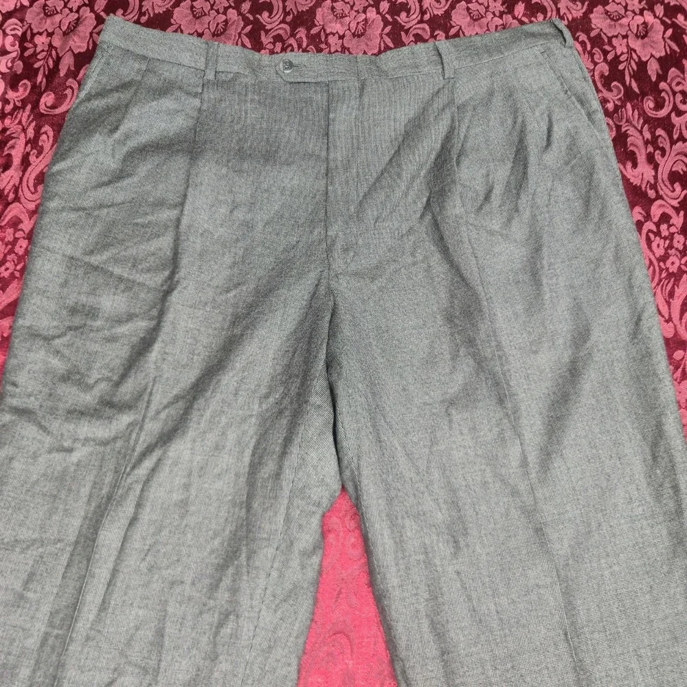 Burberry London Mens Dress Pants 42 Reg Grey‎ Check Pleated Wool Trousers